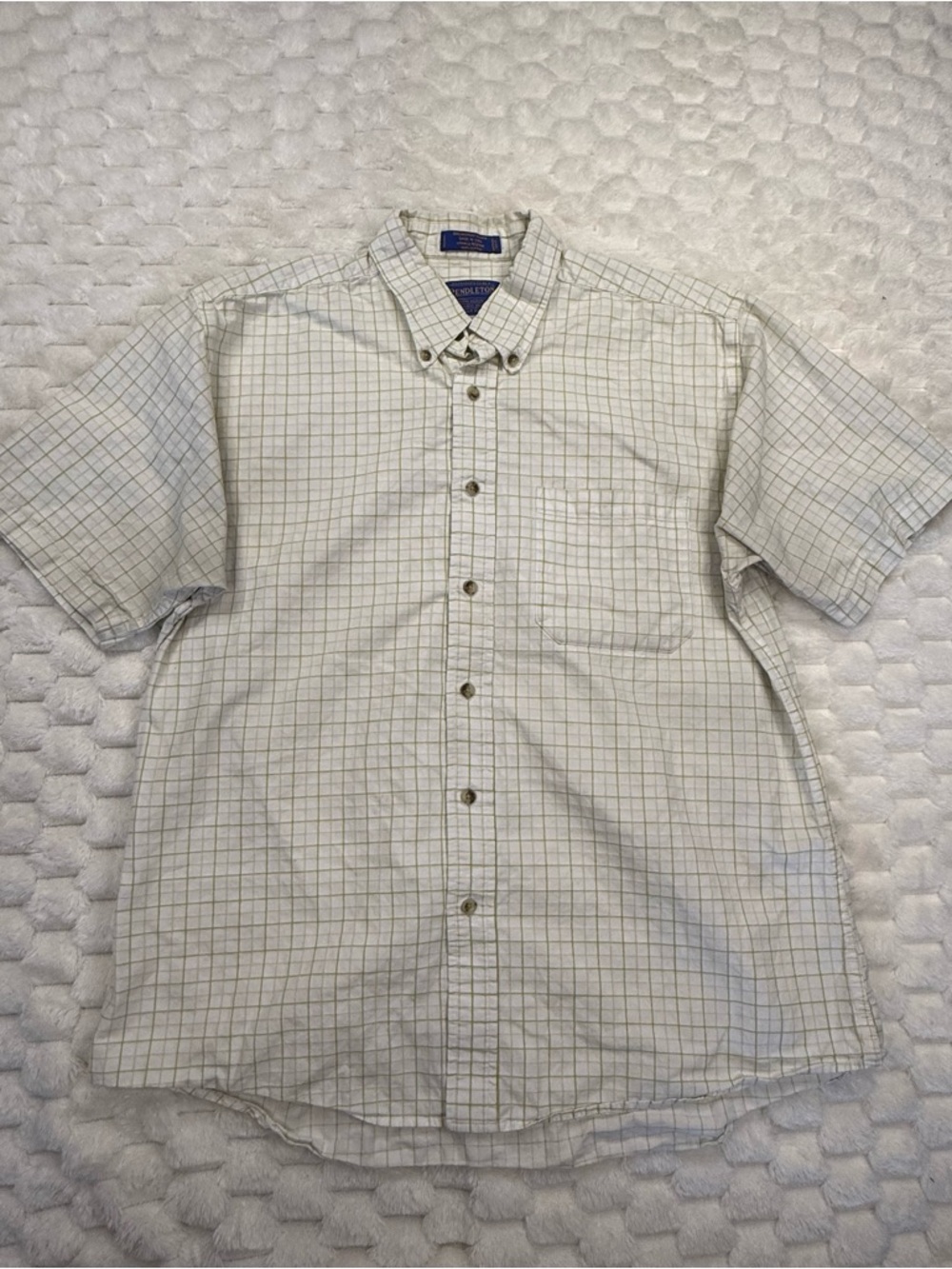 Pendleton Shirt Men's Large Broadway Cloth Wrinkle Resistant Short Sleeve Check